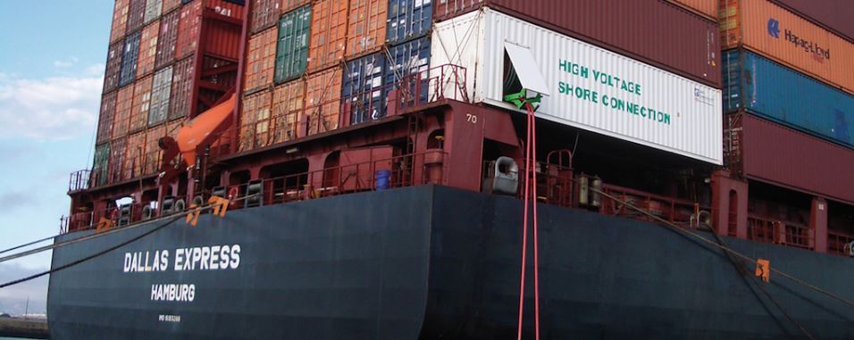 High voltage shore connection unit on ULCV