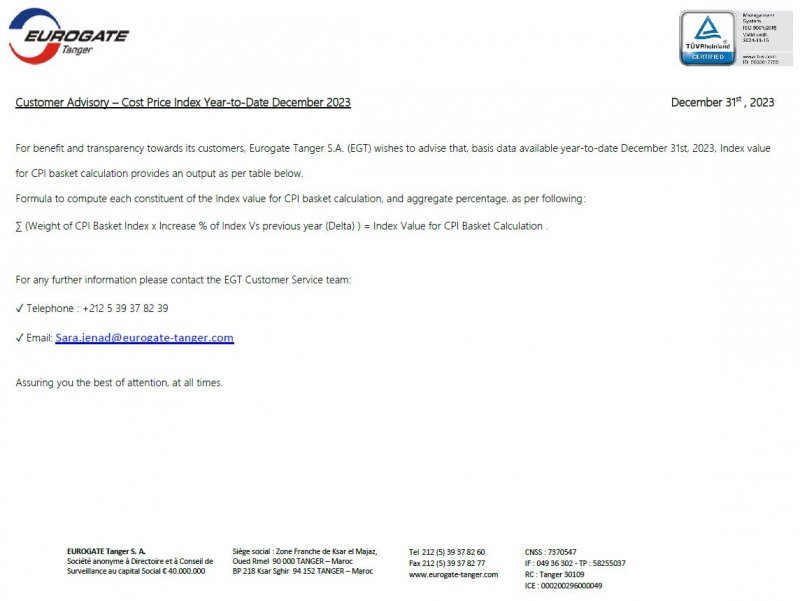 EGT_Customer Advisory - Cost Price Index _YTD_December_2023