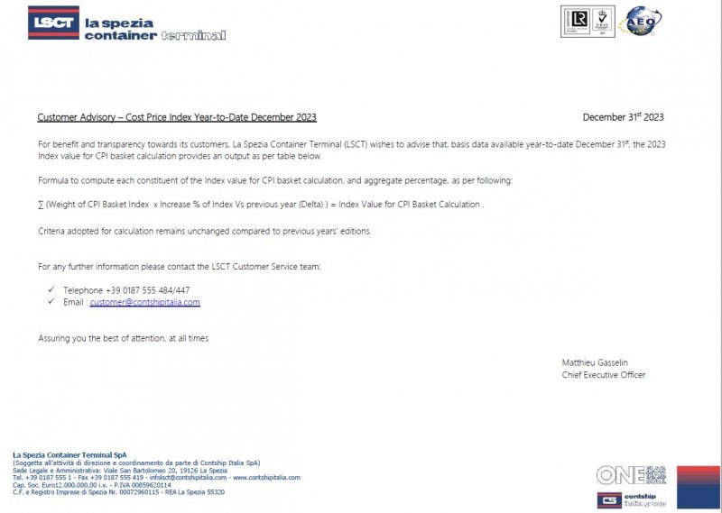 LSCT_Customer Advisory - Cost Price Index _YTD_December_2023