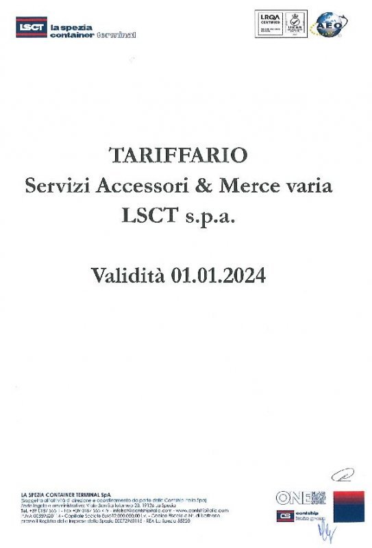 LSCT Listino Servizi Accessori 2024